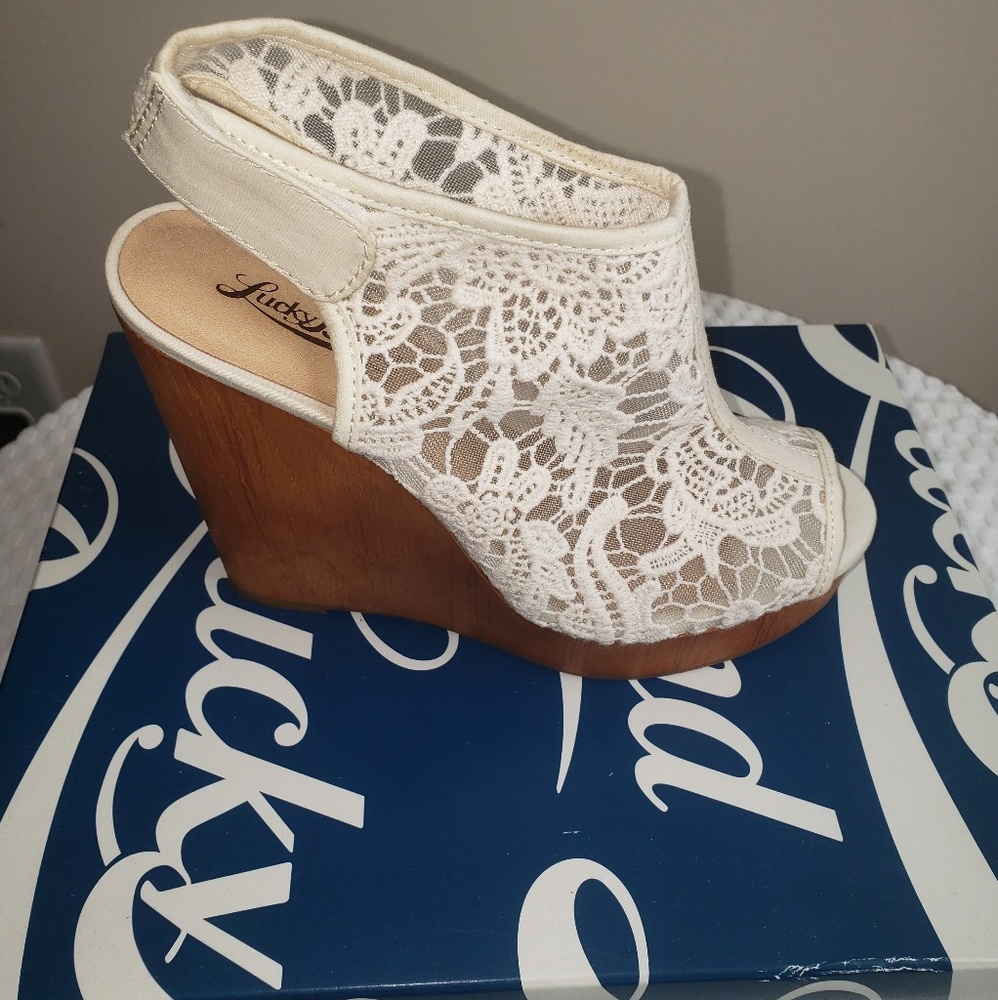 Lucky Brand Crochet Wedge Heels